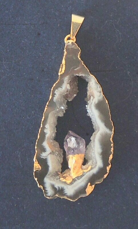 Anhänger Druse mit Amethyst - vergoldet