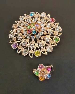 Sublime Gem Flowers Brooch and Pin