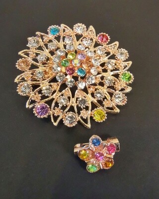 Sublime Gem Flowers Brooch and Pin II