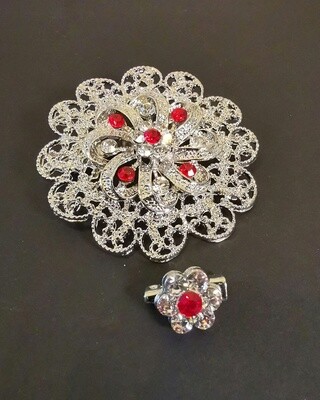 Karma Diamond Ruby Flowers Brooch and Pin Karma Diamond Ruby Flowers Brooch and Pin