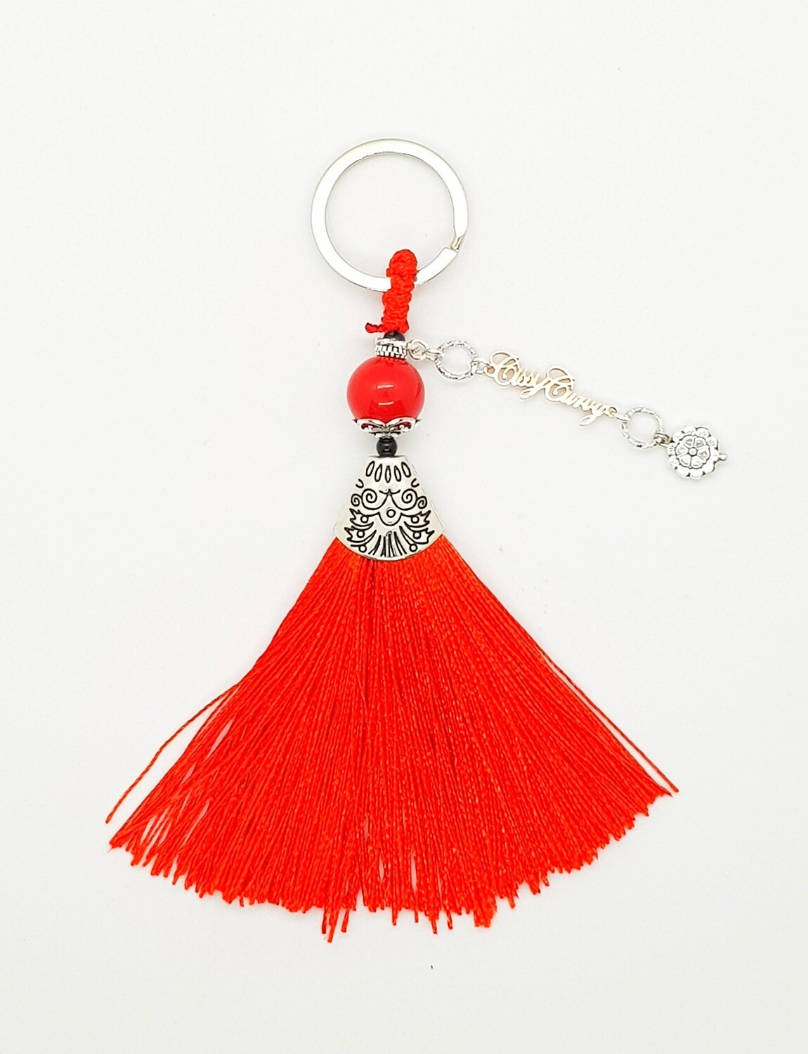 Prosperity Handbag Charm Ring (Otshougatsu ~ Red Jasper Carnelian Stone Beads)