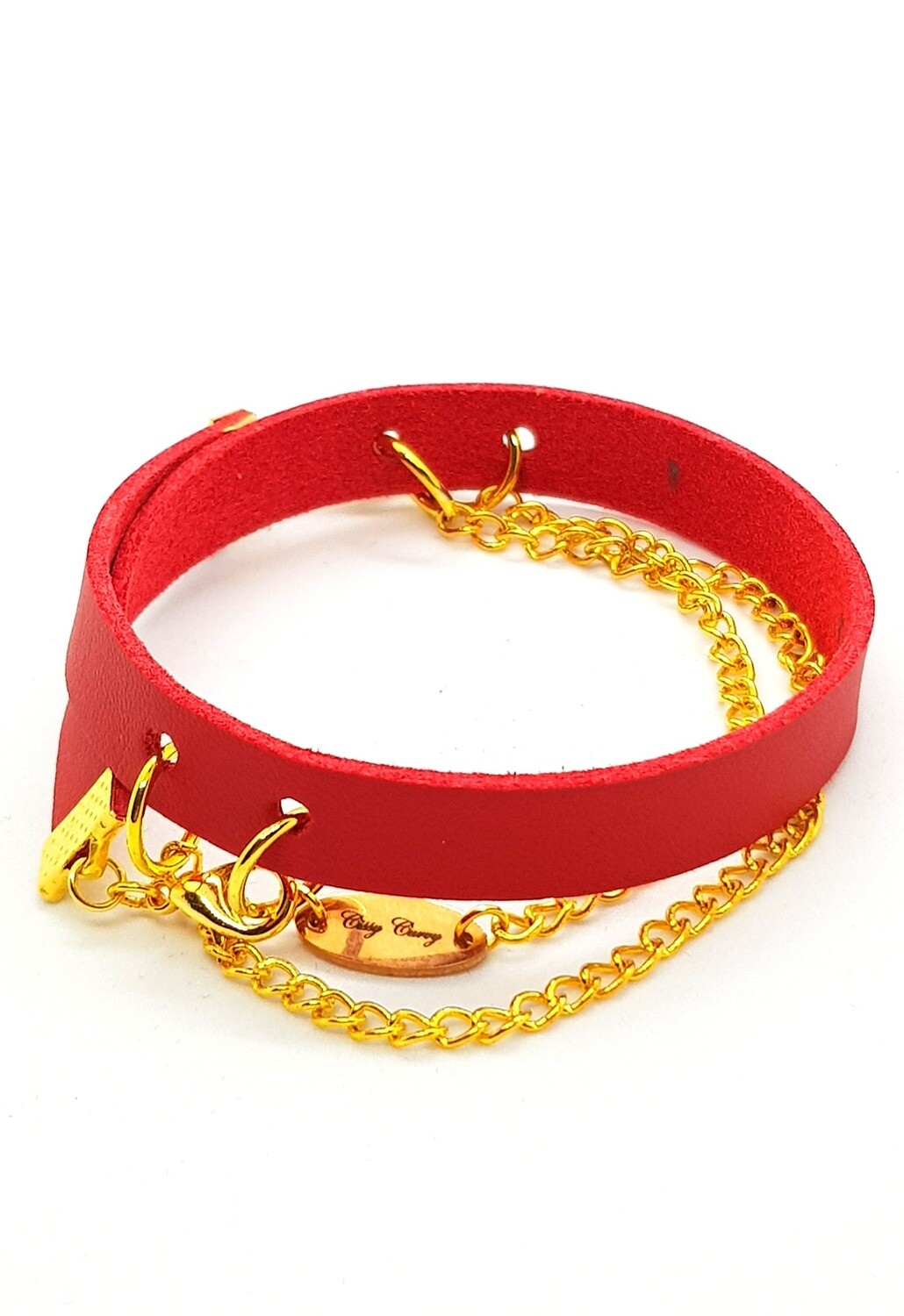 Bracelet Gold Chain & Leather (Ena)