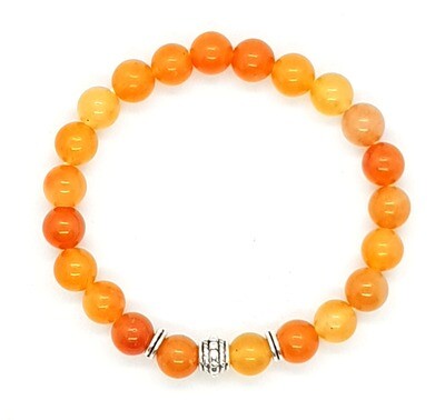 Bracelet Natural Stone Beads Flexi (Alexandre - Red Aventurine Stone Beads 8 mm & Silver Tibetan Charm Bead) Bracelet Natural Stone Beads Flexi (Alexandre - Red Aventurine Stone Beads 8 mm & Silver Tibetan Charm Bead)