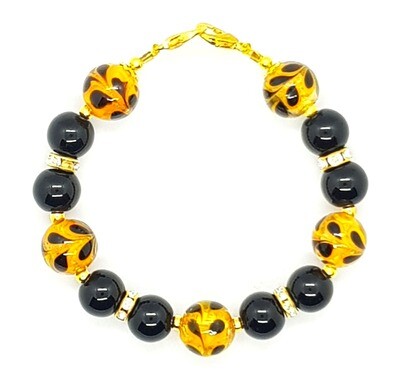Bracelet & Face Mask Extender Dual Function (Andre - Murano Glass Lampwork Beads 14 mm & Black Pearl Beads 10 mm) Bracelet & Face Mask Extender Dual Function (Andre - Murano Glass Lampwork Beads 14 mm & Black Pearl Beads 10 mm)