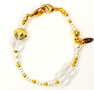 Bracelet & Face Mask Extender Dual Function (Iulila - Crystal Pearl Beads, Gold Accessories & Durable Soft Wire String)