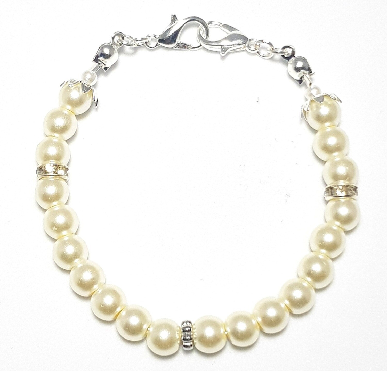 Bracelet & Face Mask Extender Dual Function (Afaf - Silver & Pearl Beads)
