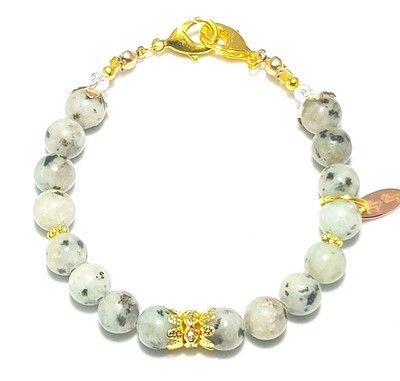 Bracelet & Face Mask Extender Dual Function (Aamna - Gold & Lotus Jasper Stone) Bracelet & Face Mask Extender Dual Function (Aamna - Gold & Lotus Jasper Stone)