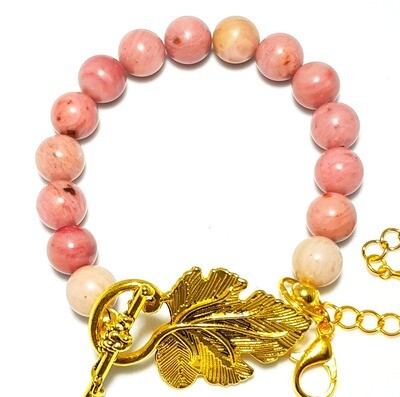 Bracelet & Face Mask Extender Dual Function (Badr - Gold Toggle Clasp & Rhodochrosite Stone) Bracelet & Face Mask Extender Dual Function (Badr - Gold Toggle Clasp & Rhodochrosite Stone)