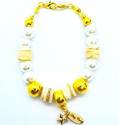 Bracelet & Face Mask Extender Dual Function (Faheema - Gold, Pearl & Fresh Water Shell Quartz) Bracelet & Face Mask Extender Dual Function (Faheema - Gold, Pearl & Fresh Water Shell Quartz)