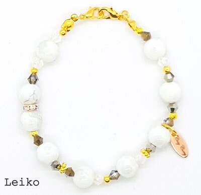 Bracelet & Face Mask Extender Dual Function (Leiko - White Pearl Beads, Czech Beads, Gold Accessories & Durable Soft Wire String) Bracelet & Face Mask Extender Dual Function (Leiko - White Pearl Beads, Czech Beads, Gold Accessories & Durable Soft Wire String)