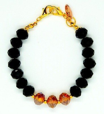 Bracelet & Face Mask Extender Dual Function (Akihiko - Black & Red Amethyst Beads, Gold Accessories & Durable Soft Wire String)