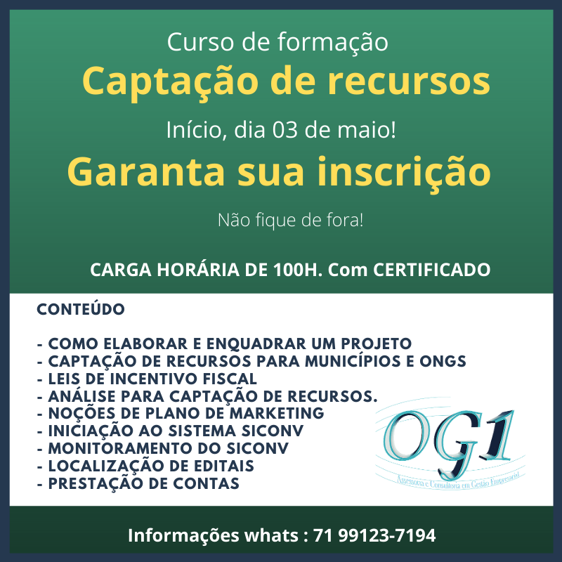 Curso de Elaboração de projetos e capação de recursos