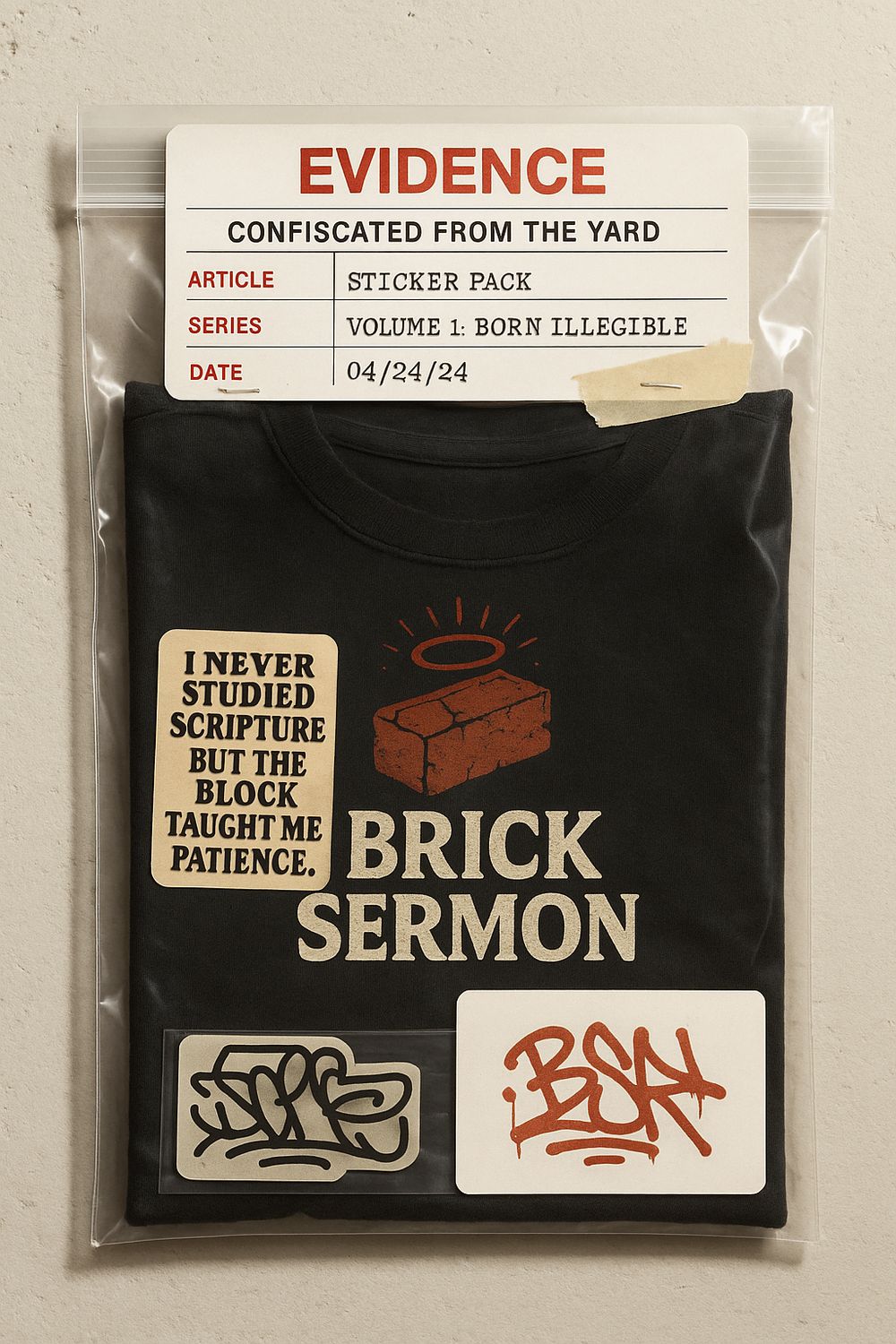 Brick Sermon Tee – “Street gospel in cotton form”