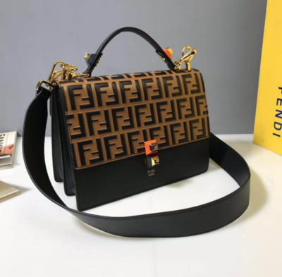 Fendi Kan I Bag 25cm Calfskin Leather Spring/Summer 2019 Collection, Brown/Black
