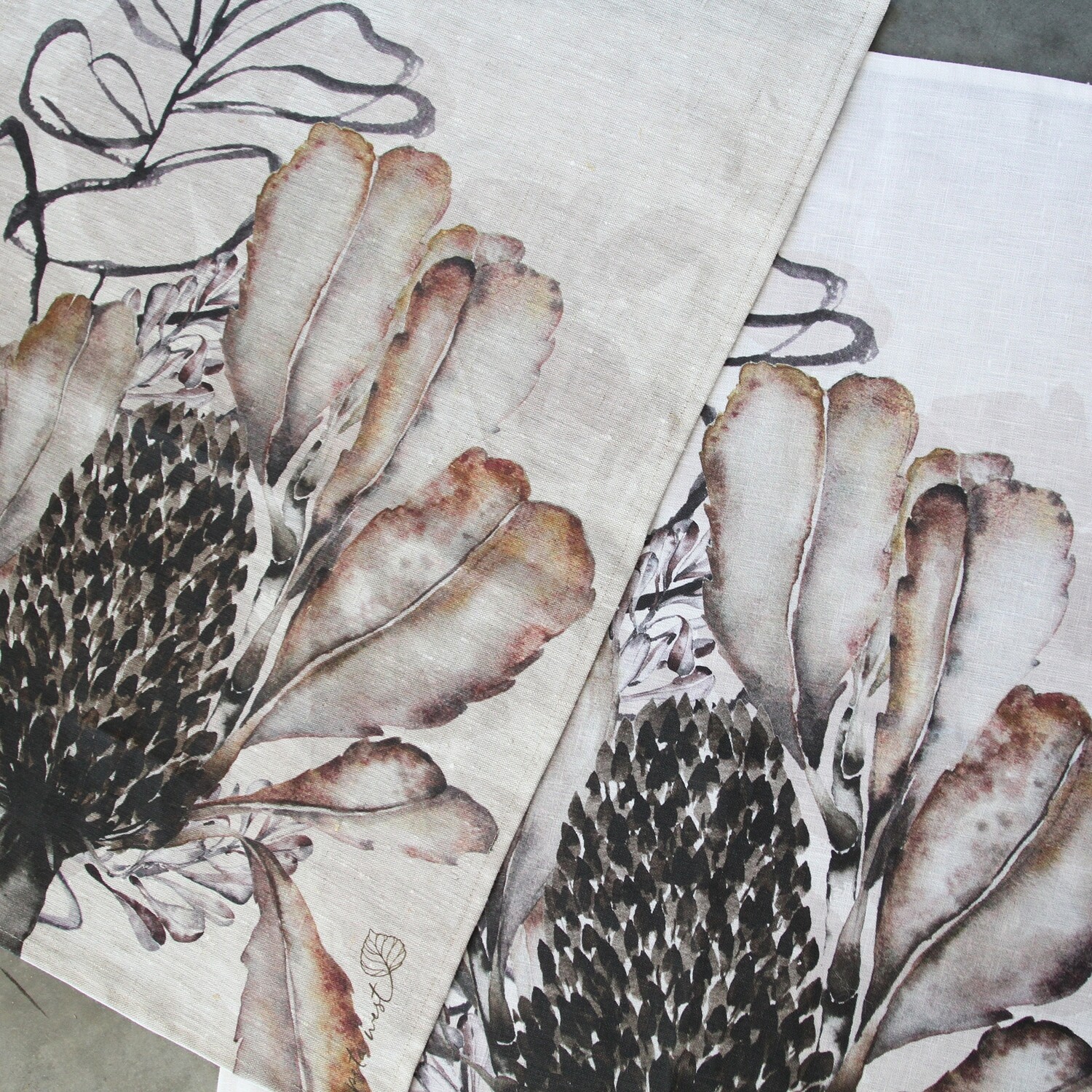 Banksia Flower Linen Teatowel // Wholesale Only