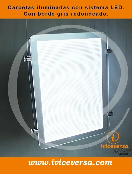 Carpeta led Gris Redondeada A4 (Cable Kit)