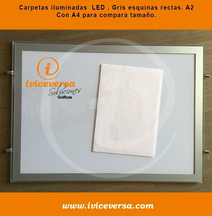 Carpeta led Gris Recta A2 (Cable Kit)