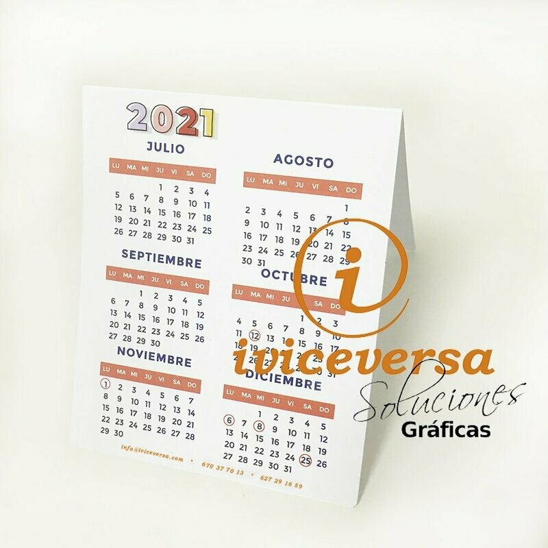Calendario sobremesa, 1 cara.