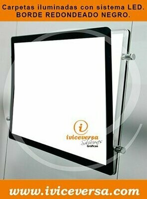 Carpeta led Negra Redondeada  A3 (Cable Kit)