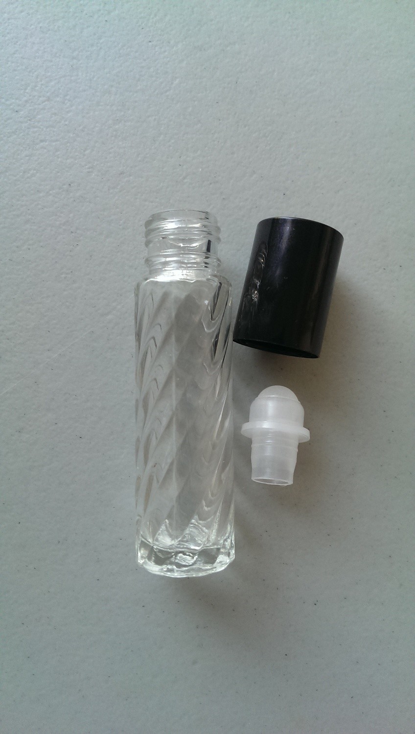 1 Dozen 1/3oz Swirl (10mL) roll-on glass bottles (w/inserts and caps)