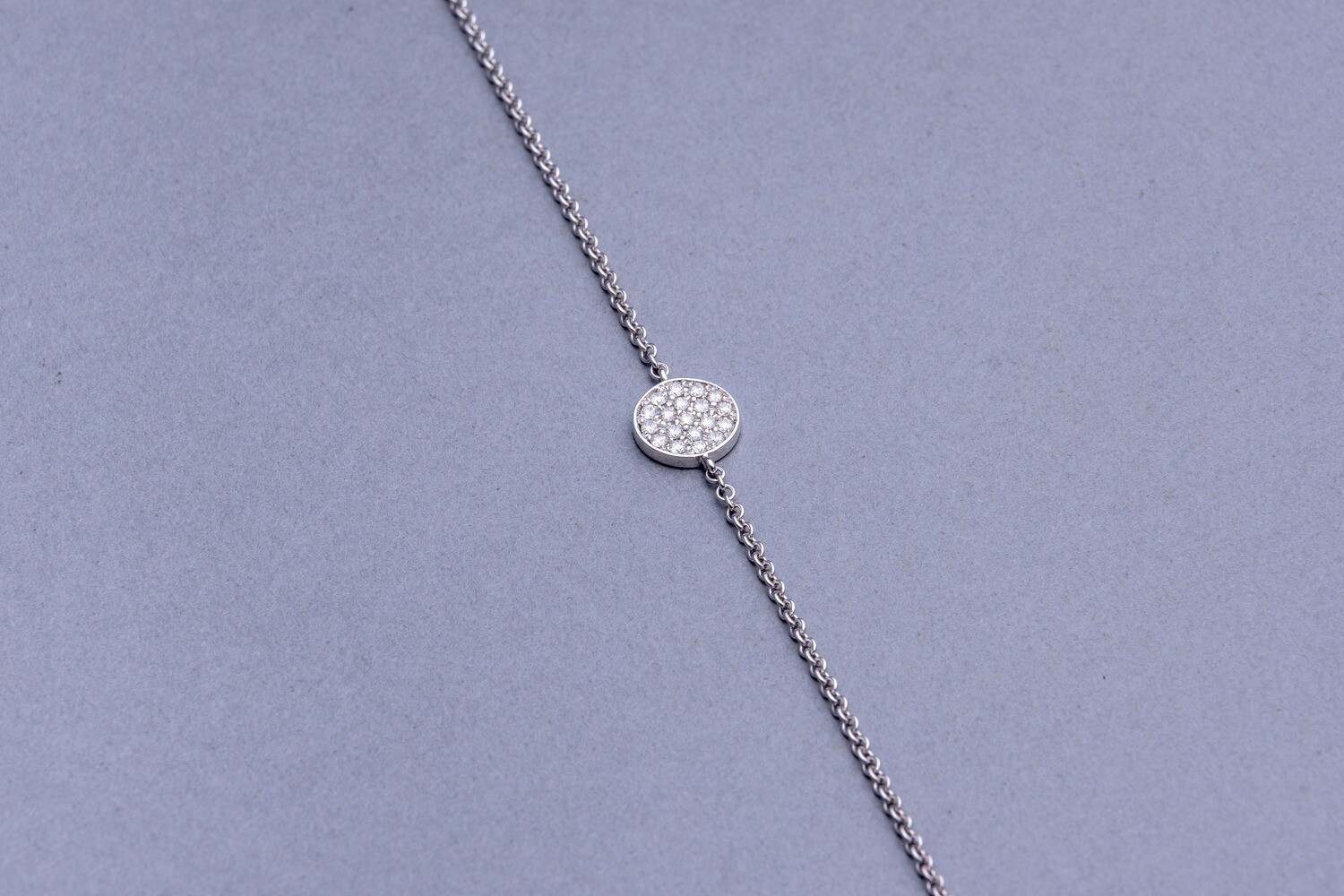 9ct gold pave diamond disc bracelet