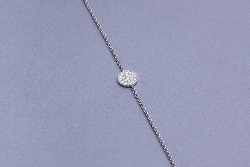 9ct gold pave diamond disc bracelet