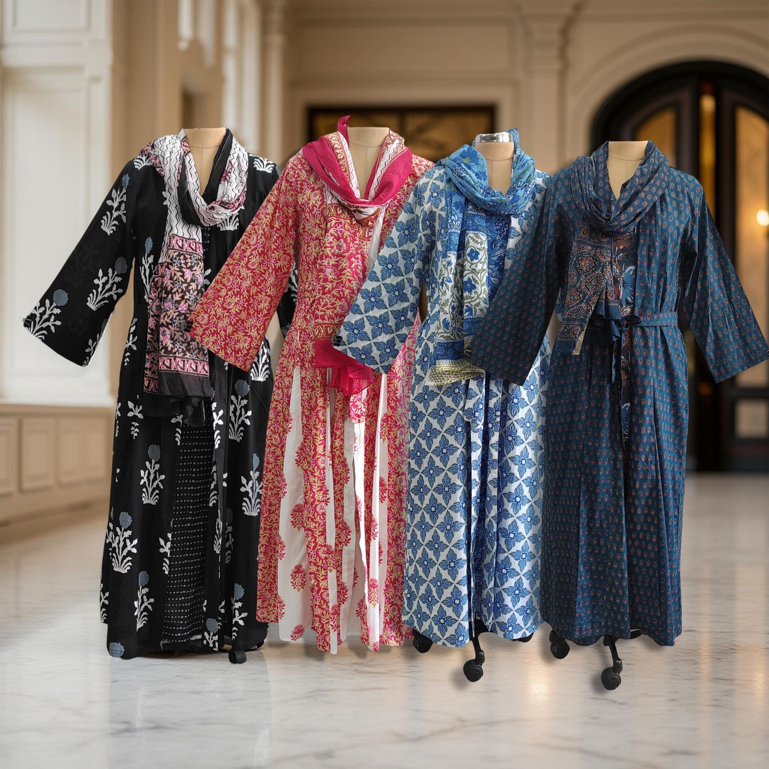 1 Dozen -12 Pcs Cotton Abaya With Sheila Inner 40