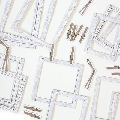Vintage Artistry Essentials - Whitewash Chipboard Frames & Bits