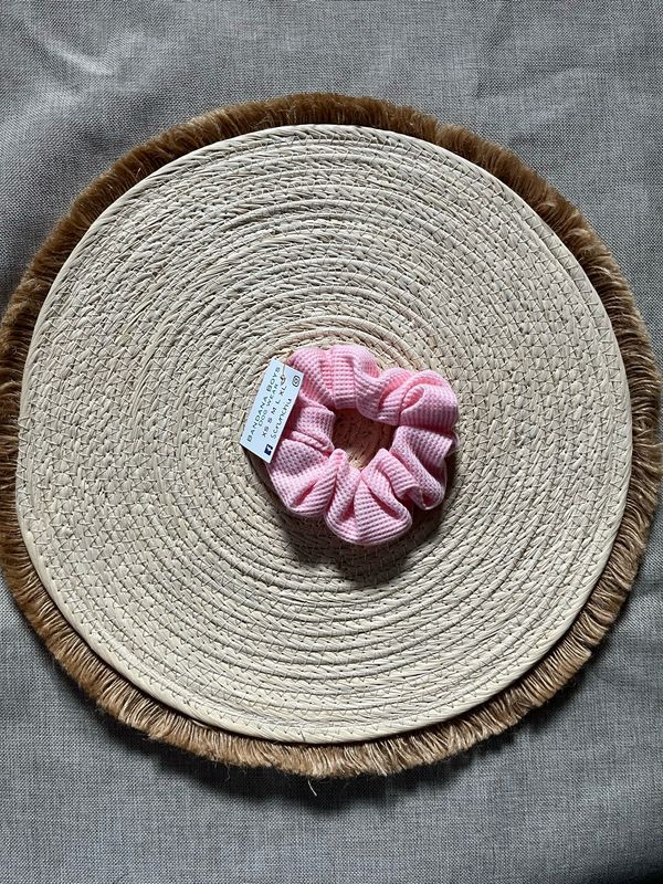 Pink Waffle Knit Scrunchie