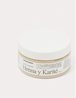 Màscara d'Henna i Karité.  Tractament extrareparador per a cabell normal o gruixut, castigat o molt sec.
