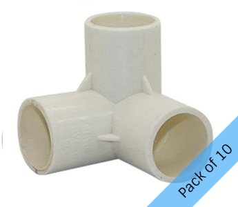 PVC Connector - 3 Way Elbow - 25mm. Pack of 10