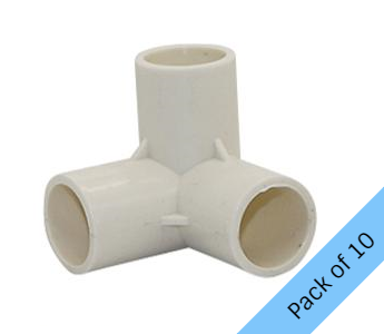 PVC Connector - 3 Way Elbow - 20mm. Pack of 10
