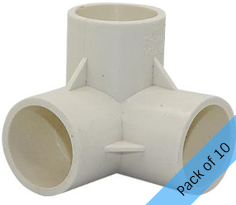 PVC Connector - 3 Way Elbow - 32mm. Pack of 10