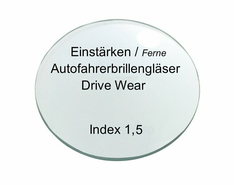 Einstärken Drive-Wear- Kunststoffglaspaar Index 1,5 mit Breitbandentspiegelung , Härtung  und Clean Coat, grüner Restreflex.