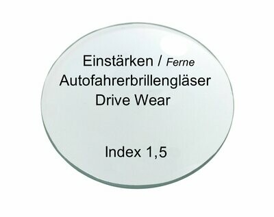 Einstärken Drive-Wear- Kunststoffglaspaar Index 1,5 mit Breitbandentspiegelung , Härtung und Clean Coat, grüner Restreflex.
