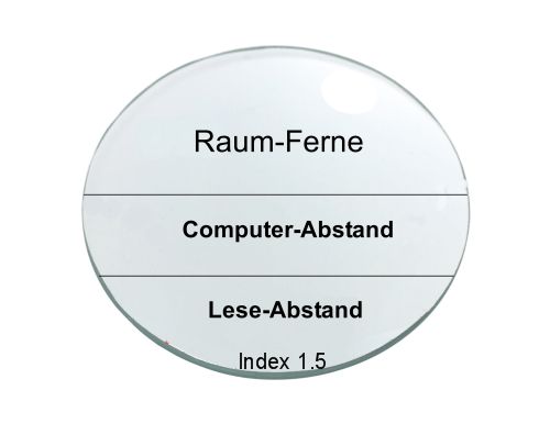 Arbeitsplatz- Kunststoffglaspaar Index 1,5 mit Breitbandentspiegelung, Härtung, Clean Coat, grüner Restreflex