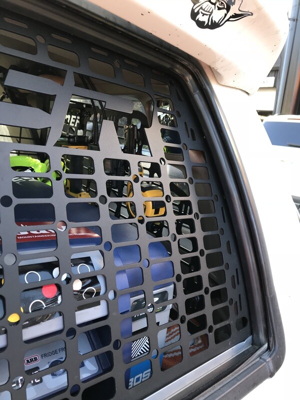 3rd gen 4Runner Stationary window cover . This part comes with Molle hole pattern cutout several options top choose from. 