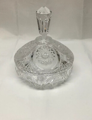 Vintage Crystal Glass Candy Dish with Lid And Detailed Beauty