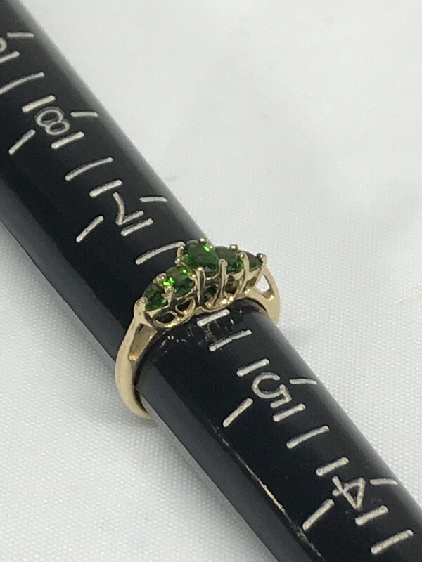 14K Yellow Gold Emerald Ring 0.43ct Real Emeralds Ring Size 6