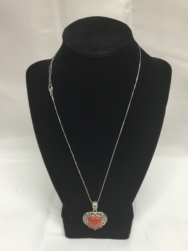 Sterling Silver Necklace & Hart Charm 20 Inches Long
