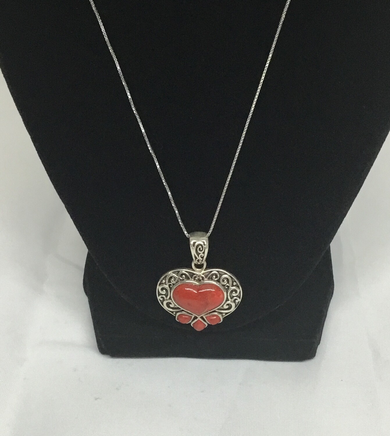 Sterling Silver Necklace &amp; Hart Charm 20 Inches Long