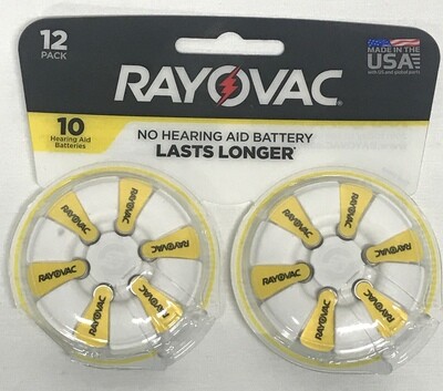 RAYOVAC Size 10 Hearing Aid Battery 12 Pack Lot of 3 Packs