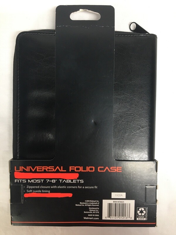 BlackWeb Universal Folio Case Fits Most 7-8" Tablets