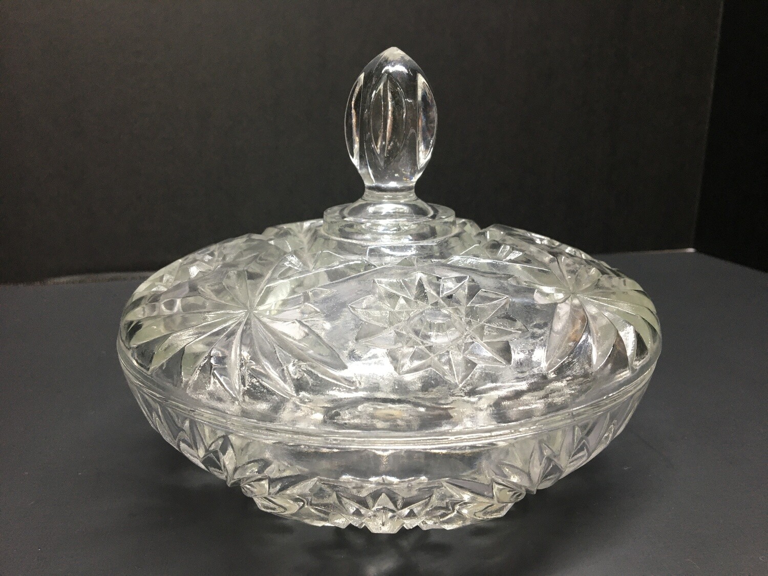 Vintage Pressed Glass Candy Dish with Lid