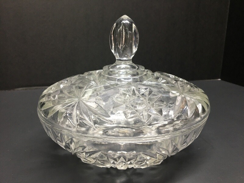 Vintage Pressed Glass Candy Dish with Lid
