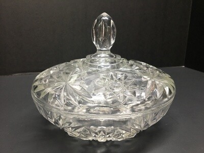 Vintage Pressed Glass Candy Dish with Lid