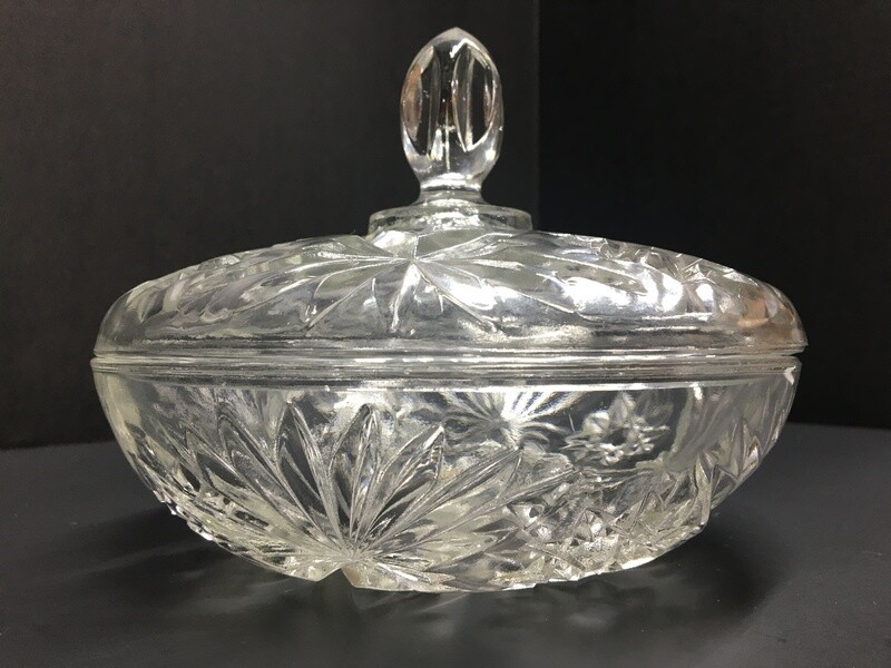 Vintage Pressed Glass Candy Dish with Lid