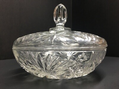 Vintage Pressed Glass Candy Dish with Lid