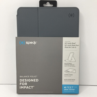 Speck Balance Folio Stormy Charcoal Gray Designed For Impact For 9.7in iPad, 9.7in iPad Pro, iPad Air &amp; iPad Air 2