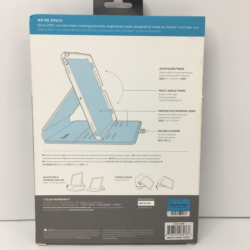 Speck Balance Folio Stormy Charcoal Gray Designed For Impact For 9.7in iPad, 9.7in iPad Pro, iPad Air &amp; iPad Air 2